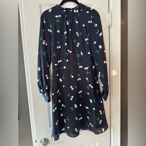 Banana Republic Navy Dress with White and Green Floral Accents